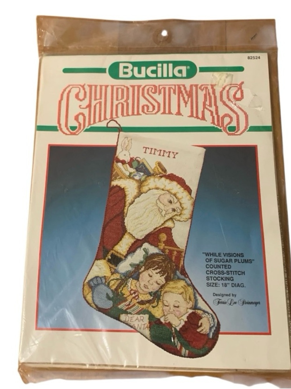 Bucilla Christmas SUGAR PLUM Kids Santa Counted Cross Stitch STOCKING KIT 82524